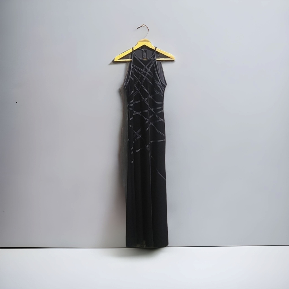 Tadashi Vintage Black Velvet Long Gown - Picture 2 of 7